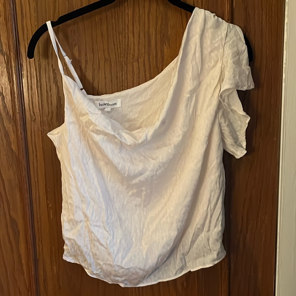 One shoulder white blouse